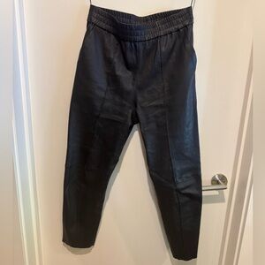 SPRWMN Black Leather Jogers